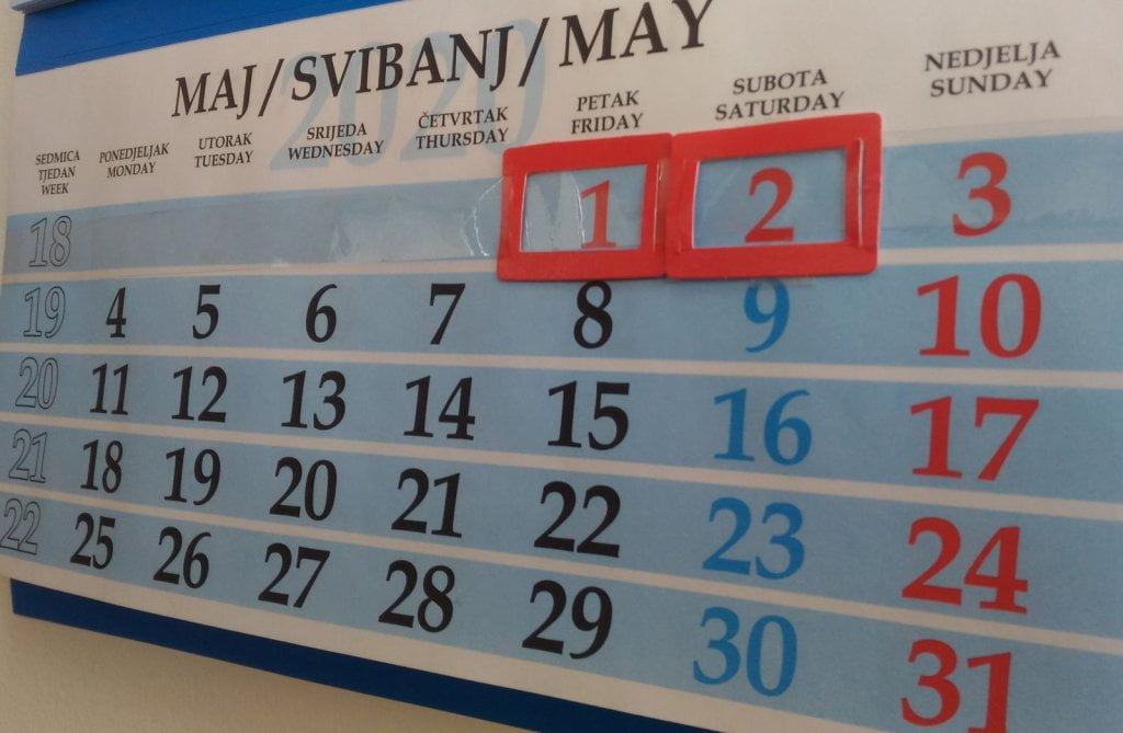 Neradni dani 1., 2. i 3. maj/svibanj