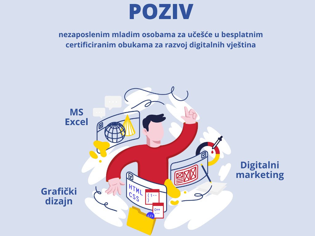 Poziv nezaposlenim osobama za učešće u besplatnim obukama za razvoj digitalnih vještina