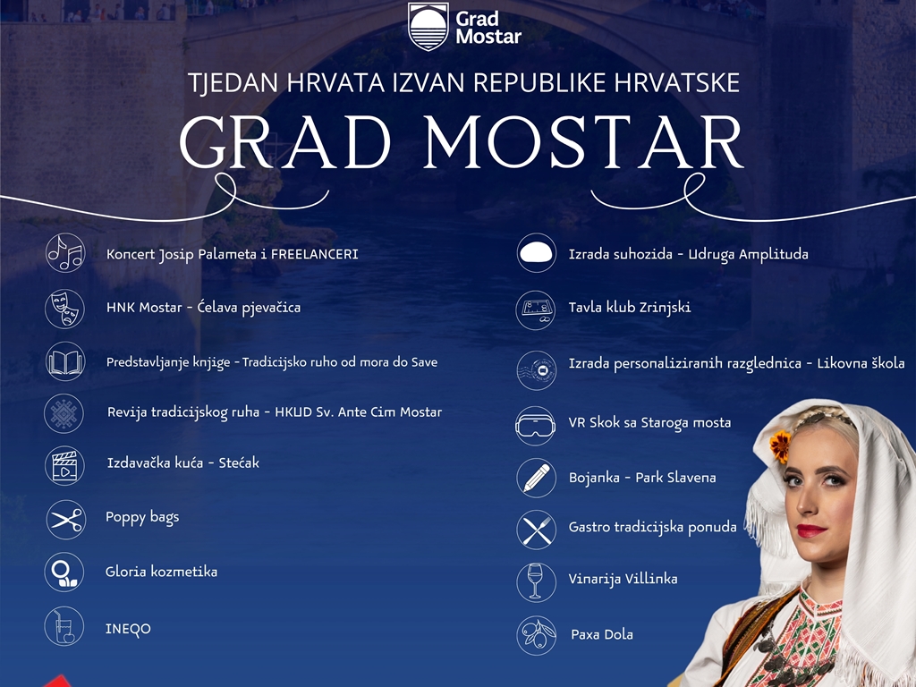 Grad Mostar predstavit će svoju bogatu kulturnu, tradicijsku i gastronomsku ba&scaron;tinu na manifestaciji 'Tjedan Hrvata izvan Republike Hrvatske'